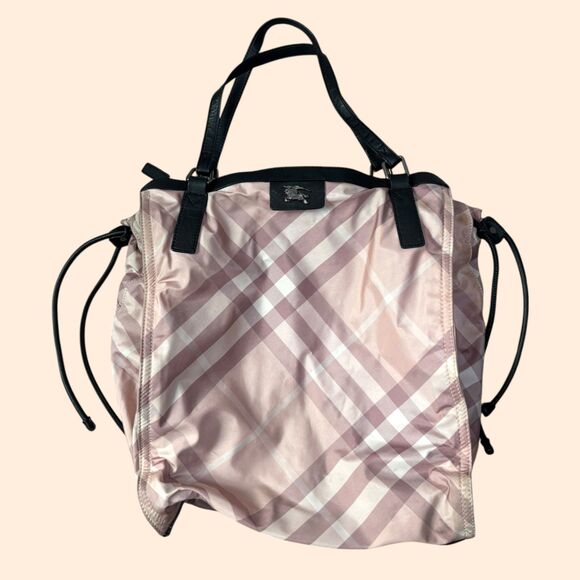 Burberry Pink Check Nylon Tote Bag - Picture 1 of 15
